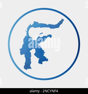 Icona Sulawesi. Mappa poligonale dell'isola in anello gradiente. Rotonda bassa Poly Sulawesi segno. Illustrazione vettoriale. Illustrazione Vettoriale
