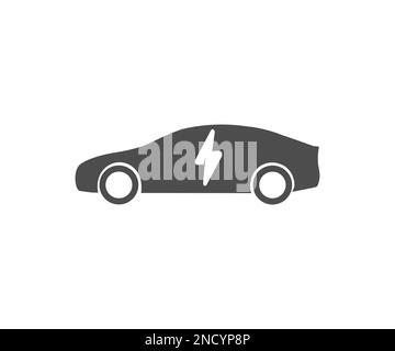 Design icona auto elettrica. Silhouette elettro-automobilistica. Veicolo elettrico EV. Design e illustrazione vettoriali eco-friendly per il concept car. Illustrazione Vettoriale