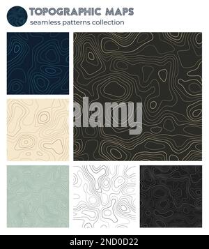 Mappe topografiche. Motivi isolati artistici, design senza cuciture. Sfondo elegante e inclinabile. Illustrazione vettoriale. Illustrazione Vettoriale