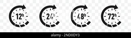 Serie di icone a freccia dell'orologio dell'ora. Illustrazione vettoriale Illustrazione Vettoriale