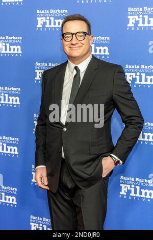 Santa Barbara, Stati Uniti. 14th Feb, 2023. Brendan Fraser arriva all'evento Red Carpet del 2023 del Santa Barbara International Film Festival per ricevere l'American Riviera Award all'Arlington Theatre il 14 febbraio 2023 a Santa Barbara, California. (Foto di Rod Rolle/Sipa USA) Credit: Sipa USA/Alamy Live News Foto Stock