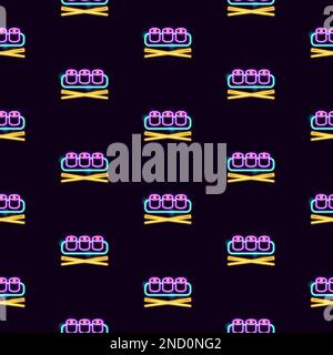 Motivo senza cuciture Sushi Neon giapponese Illustrazione Vettoriale