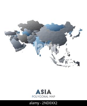 Mappa Asia. attuale mappa del continente di stile polico basso. Eccellente illustrazione vettoriale. Illustrazione Vettoriale