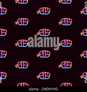 Gamberetti Sashimi Neon senza cuciture Illustrazione Vettoriale