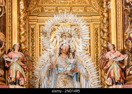 Immagine di Madre de Dios del Rosario (Madre di Dio del Rosario), Patrona de Capataces y Costaleros (Patrona dei Foremen e portatore) all'interno del pa Foto Stock