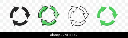 Aggiorna la raccolta di icone a freccia in uno stile diverso su uno sfondo trasparente. Illustrazione vettoriale Illustrazione Vettoriale