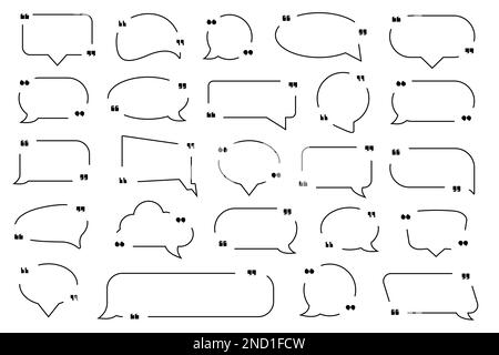 Grande set di casella di citazione con cornice bolle di parlato. Raccolta casella di testo quote Illustrazione Vettoriale