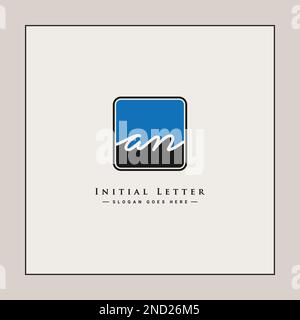 Logo con firma scritta a mano per la lettera iniziale AN - modello con logo vettoriale per l'alfabeto A e N. Illustrazione Vettoriale