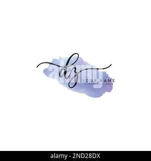 Watercolor Logo per la lettera iniziale DZ - modello di logo vettoriale per alfabeto D e Z Illustrazione Vettoriale