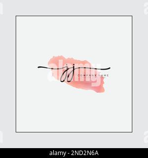 Watercolor Logo di firma per la lettera iniziale JJ - modello di logo vettoriale per alfabeto J e J. Illustrazione Vettoriale