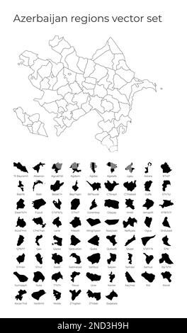 Mappa dell'Azerbaigian con forme di regioni. Mappa vettoriale vuota del paese con regioni. Confini del paese per la vostra infografica. Illustrazione vettoriale. Illustrazione Vettoriale