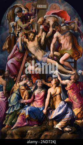 Francesco (Cecchino) Salviati deposizione dalla Croce, 1547-1548 discesa di Cristo 1547-1548 Grande pala d'altare 495 x 285 cm tasso Battista di (attribuito), Salviati Francesco (attribuito) (16th ° secolo) Cappella Medici Museo di Firenze Belle Arti, Italia, Italiano, Foto Stock