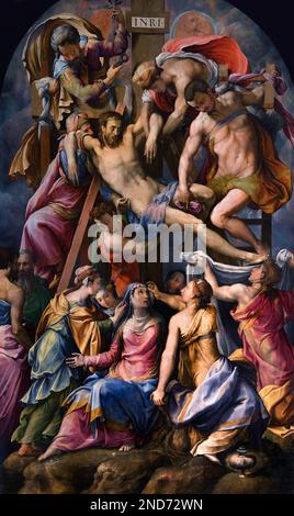 Francesco (Cecchino) Salviati deposizione dalla Croce, 1547-1548 discesa di Cristo 1547-1548 Grande pala d'altare 495 x 285 cm tasso Battista di (attribuito), Salviati Francesco (attribuito) (16th ° secolo) Cappella Medici Museo di Firenze Belle Arti, Italia, Italiano, Foto Stock