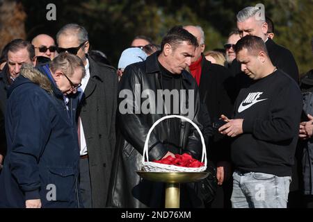 I funerali di Miroslav Ciro Blazevic, allenatore di calcio ed ex allenatore capo della nazionale croata al cimitero Mirogoj di Zagabria, Croazia il 15 febbraio 2023. Foto: Luka Stanzl/PIXSELL Foto Stock