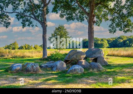 Hunebed o Dolmen D2 nella provincia olandese di Drenthe è una tomba di pietra della New Stone Age Foto Stock