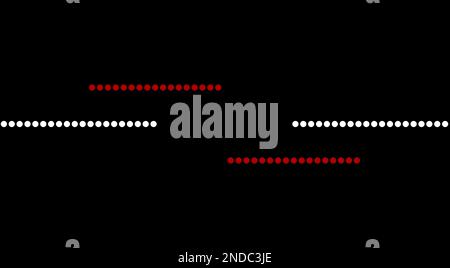 Punti neri uno accanto all'altro su uno sfondo bianco. Foto Stock