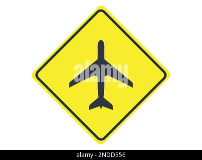 Cartello aereo a bassa quota. Concetto di segnaletica stradale. Illustrazione Vettoriale