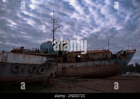 Naufragio ad Eleusis, Grecia Foto Stock