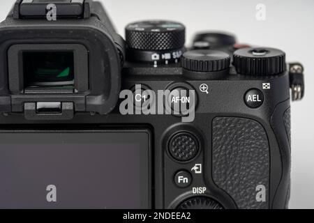 Fotocamera MILC mirrorless ibrida Full Frame Alpha A7 IV di Sony, alloggiamento della fotocamera. La migliore fotocamera mirrorless. Alfa di Sony Foto Stock