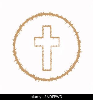 Grafica Crucis di Pasqua e corona, Battesimo croci invito fai-da-te, Vector matrimonio clipart, Spirito Santo, illustrazione religiosa Foto Stock