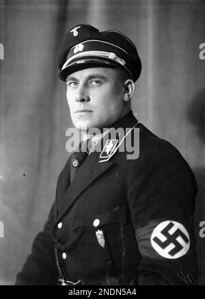Ritratto membro del partito nazista Wilhelm Rediess più tardi SS e capo della polizia durante l'occupazione tedesca della Norvegia durante la seconda guerra mondiale. Foto Stock