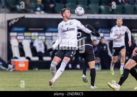 Varsavia, Polonia. 12th Feb, 2023. Tomas Pekhart di Legia in azione durante la partita della PKO Ekstraklasa League tra Legia Warszawa e Cracovia al Maresciallo Jozef Pilsudski Legia Warsaw Municipal Stadium. Punteggio finale; Legia Warszawa 2:2 Cracovia. (Foto di Mikolaj Barbanell/SOPA Images/Sipa USA) Credit: Sipa USA/Alamy Live News Foto Stock