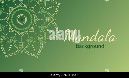 Mandala circolare multicolore per lo sfondo. Gradiente verde. Disegno etnico. Illustrazione Vettoriale