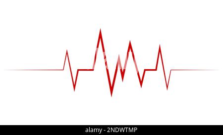 La sezione della linea del battito cardiaco è isolata su sfondo bianco. Cardiogramma rosso. Illustrazione vettoriale. Foto Stock