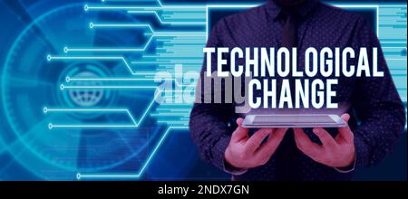 Testo che mostra ispirazione cambiamento tecnologico. La fotografia concettuale aumenta l'efficienza di un prodotto o di un processo Foto Stock