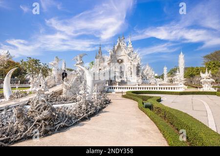 Wat Rong Khun, il tempio bianco di chiang rai, thailandia Foto Stock