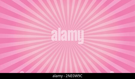 Disegno vettoriale sfondo retrò sunburst rosa. Illustrazione radiale Sunburst. Illustrazione Vettoriale