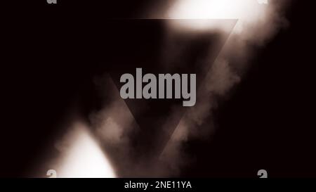 Illustrazione astratta a triangolo scuro su sfondo fumoso con luce forte. Foto Stock