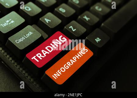 Ispirazione che mostra segno Trading Infoggraphics. Rappresentazione visiva di Business idea di informazioni o dati commerciali Foto Stock