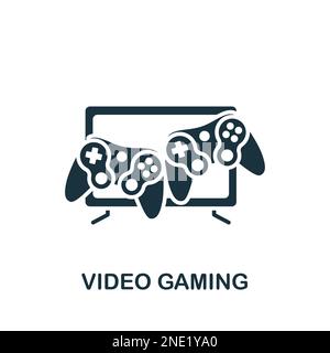 Icona videogiochi. Bianco e nero semplice segno da hobby collezione. Icona di videogiochi per logo, modelli, web design e infografiche. Illustrazione Vettoriale