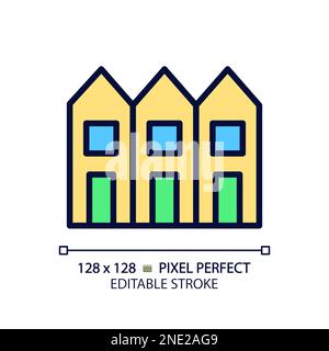 Icona di colore RGB perfetto pixel Townhouse Illustrazione Vettoriale