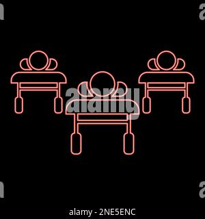 I pazienti al neon sui lettini è sdraiato ospedale pandemic concetto clinica epidemia colore rosso vettore illustrazione immagine piatto stile luce Illustrazione Vettoriale