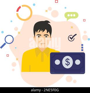 Concetto di stipendio o tasso di pagamento del dipendente, simbolo HRM, grafico icona a colori vettoriale retribuzione spese HR, illustrazione di azioni carattere aziendale Illustrazione Vettoriale