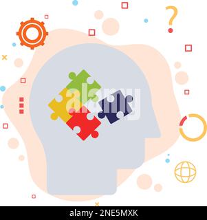 Risoluzione dei problemi mindset vettore colore icona Design, Genius mindset Executive stock Illustration, Human Mind Puzzle Concept, hrm simbolo, hr segno Illustrazione Vettoriale
