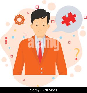 Avatar critico, dipendente come puzzle puzzle design icona colore vettoriale, illustrazione di stock personaggi aziendali, risoluzione dei problemi membri dello staff Conc Illustrazione Vettoriale