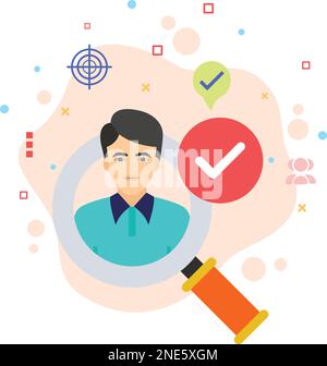 Pittogramma Job Seeker, icona vettore del concetto di evoluzione dell'imbuto candidato, progettazione del processo di reclutamento, simbolo hrm, ricerca di un Sig dipendente di talento Illustrazione Vettoriale