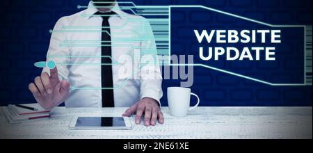 Aggiornamento del sito Web delle didascalie concettuali. Panoramica aziendale mantenere la pagina web e il contenuto aggiornati e trendy Foto Stock