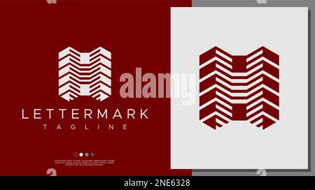 Modello con logo H Luxury Line. Lettera H vettore grafico iniziale del logo. Illustrazione Vettoriale