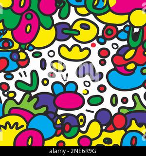 Colorful Doodles Vector stile di sfondo. Grafica vettoriale fatta a mano Illustrazione Vettoriale