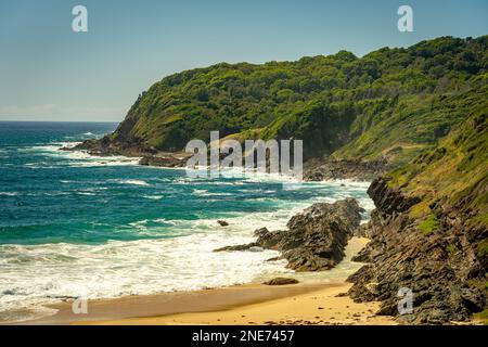 Viste pittoresche a Forster come si vede da Bennetts Head Lookout, NSW, Australia Foto Stock