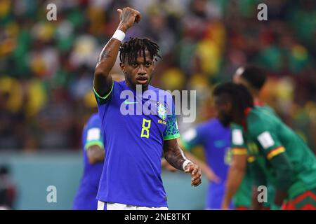 LUSAIL CITY, QATAR - 02 DICEMBRE: Fred durante la Coppa del mondo FIFA Qatar 2022 Group G match tra Camerun e Brasile al Lusail Stadium il 02 dicembre 2022 a Lusail City, Qatar. (Foto di MB Media) Foto Stock