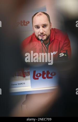 Il nuovo capitano belga della Coppa Davis, Steve Darcis, è stato raffigurato nel corso di una conferenza stampa che ha presentato due nuovi capitani per le squadre belghe della Coppa Davis e della Coppa Billie Jean King, a Bruxelles, giovedì 16 febbraio 2023. La scorsa settimana la Royal Belgian Tennis Association (KBTB) e le squadre nazionali di tennis hanno detto Arrivederci al precedente capitano, Van Herck, fino ad allora capitano sia delle squadre maschili che femminili. E' stato raggiunto un accordo con due nuovi capitani per guidare la Coppa Davis del Belgio e le squadre Billie Jean King Cup BELGA PHOTO LAURIE DIEFFEMBACQ Foto Stock