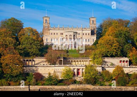 Castello Albrechtsberg sul fiume Elba a Dresda, Germania Foto Stock