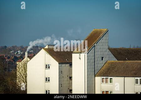 Vista aerea su edifici e case tetti in inghilterra uk. Foto Stock
