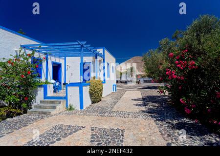 Architettura tipica greca sull'isola di Santorini, Cicladi, Grecia Foto Stock