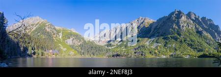 Alti Tatra - il panorama del lago Popradske Pleso in autunno. Foto Stock